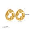 Simple Round Hollow Stud Earrings for Women Fashion Gold Plated Irregular Fold Texture Geometric Earring Trendy Jeweley Gift