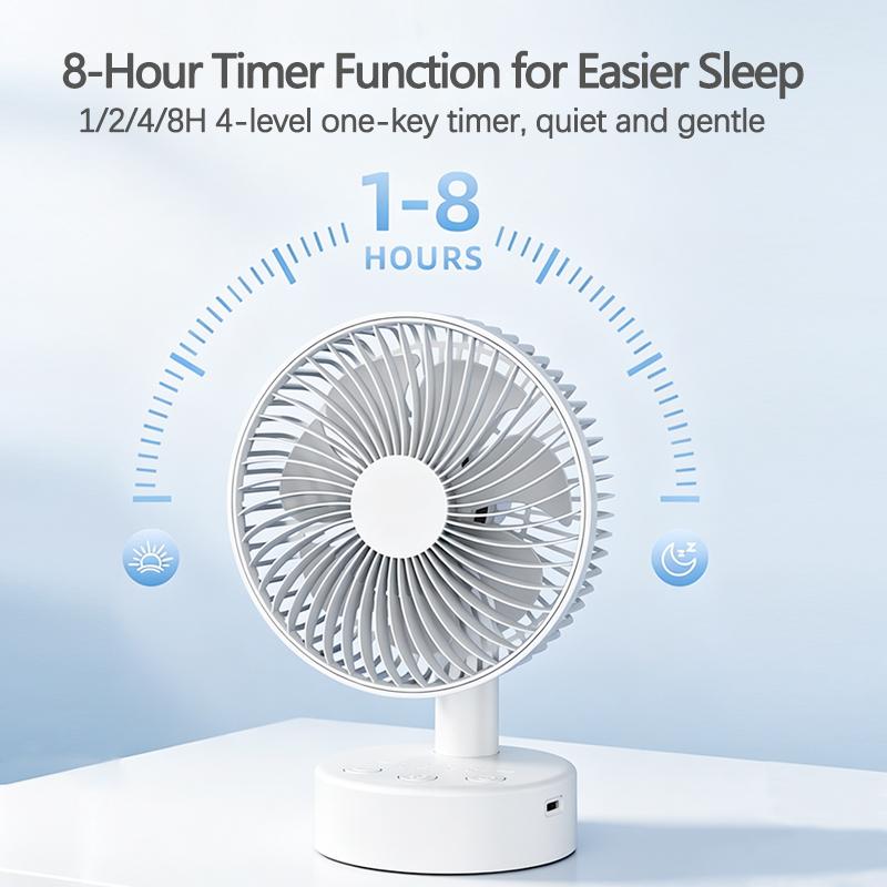 Desktop Mini Fan USB Rechargeable with 4 Speed Settings, Timer Function, Oscillating, Quiet, Strong Wind, Suitable for Office, Home, Outdoor Use,an