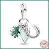 Original 925 Silver Seahorse Horseshoe Four Leaf Clover Pendant Beads Fit DIY Women's Necklaces Bracelets Jewelry Gifts