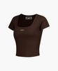 HDEX Essential Ribbed Deep Neck Short Sleeve (Brown)