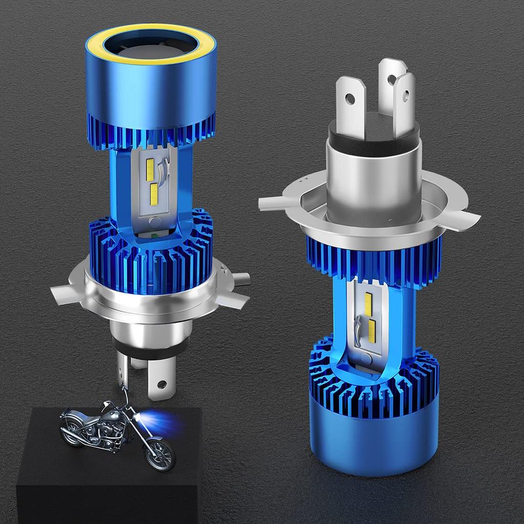 POOPEE Motorcycle LED Headlight, H4/HS1, Hi/Lo LED Bulb, Cordless, Integrated, 30W, DC9-36V, High Brightness,