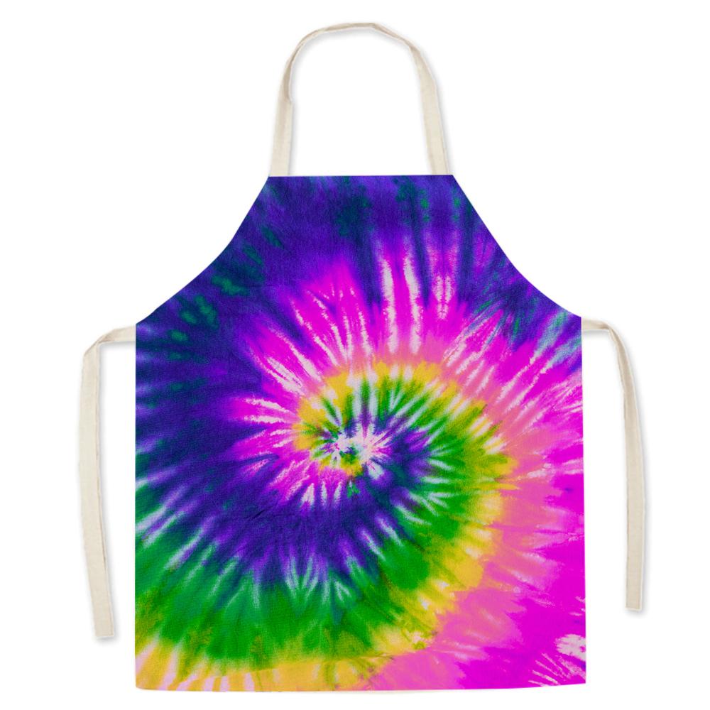 Color Geometric Pattern Cotton and Linen Men Women Kitchen Apron Waterproof Kitchen Apron for Home