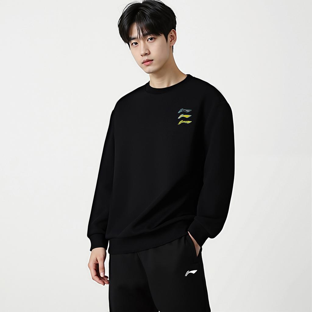 Li Ning Casual Loose Round Neck Logo Skin-Friendly Soft Sweatshirt Unisex sweatshirt AWDVH01-1
