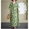 2025 Summer Floral Vacation Style Travel V-Neck Vintage Long Flesh Covering Dresses
