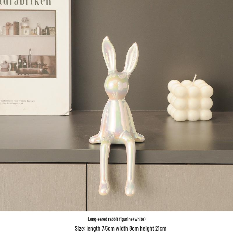 Keramik-Kaninchen-Ornamente für die Heimdekoration - Wohnzimmer, TV-Schrank, Flur, Weinschrank-Dekoration