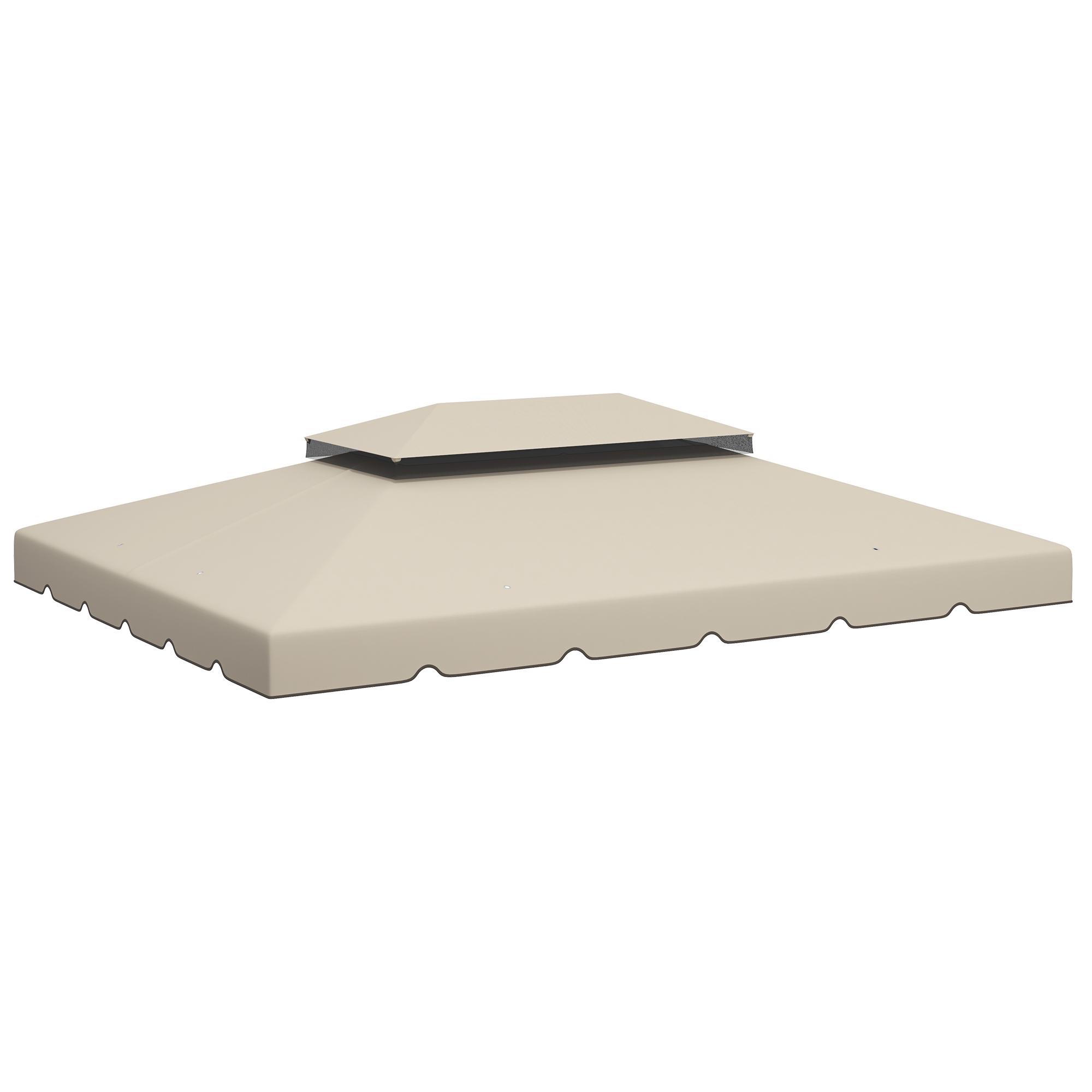 Copertină de înlocuire pentru foișor 4x3 m cu găuri de scurgere pentru acoperiș dublu Copertină numai FĂRĂ cadru Bej 400 x 300 x 0.1 cm bej