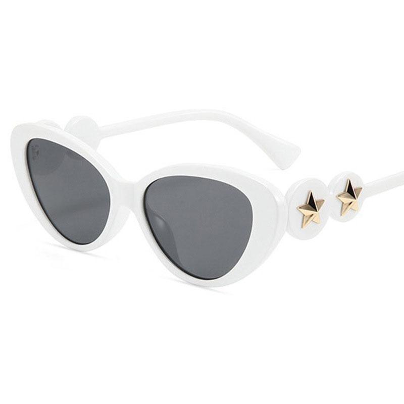 Sexy Ladies Luxury Brand Designer Cat Eye Sunglasses Women For Men Vintage Punk Sun Glasses Trending Big Frame Metal Star Shades