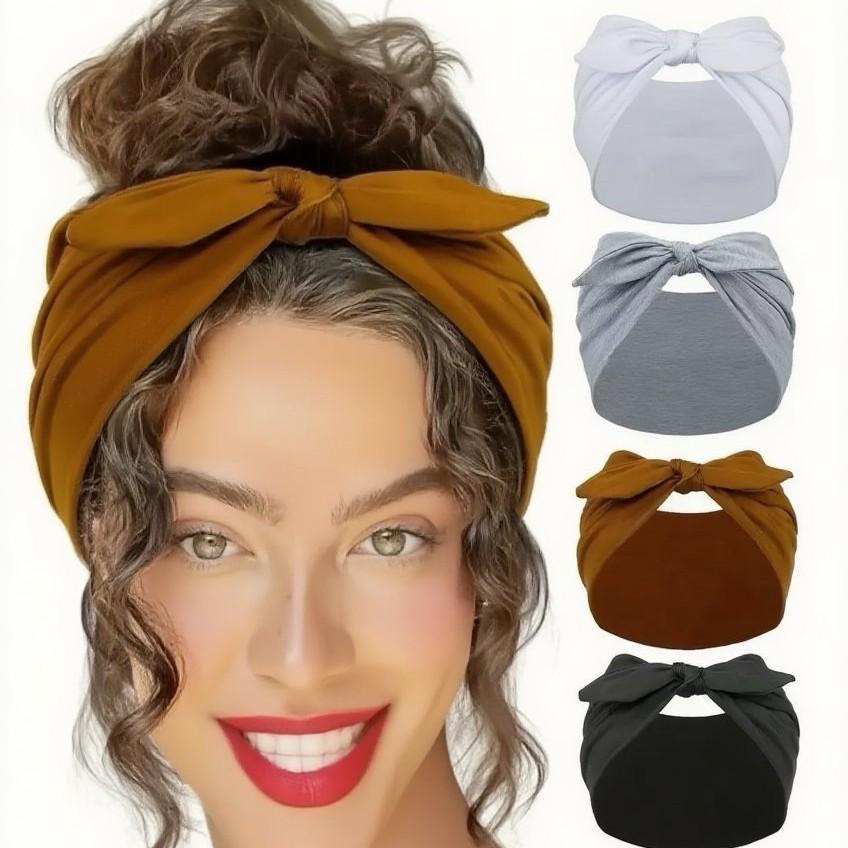 Solid Color Bow Headband for Sports, Fashion & Makeup