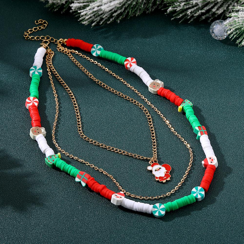 Ornements de Noël Huile Drip Européen-Américain Collier Chaîne de Perles Multicouche