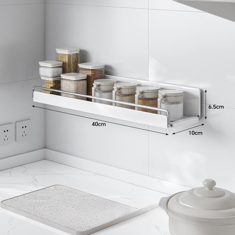 Kitchen Spice Storage Racks Punch-Free Wall Mounted Sundries Organization Metal Shelf Home Multifunctional Metal Seasoning Frame