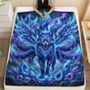 1Pc Nine-tailed Fox Print Flannel Blanket, High Quality Comfortable for All Seasons, Home Decor, Warmth and Comfort, Perfect for Christmas Gifts