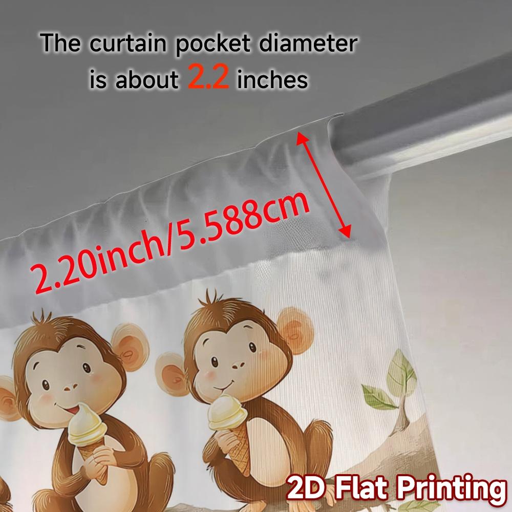 2 Stück, 2D-FLACHDRUCK Vorhänge (Ohne Stange) AffenTrio(1) Beliebte Moderne Vorhänge 100% Polyester Vorhänge Geschenke