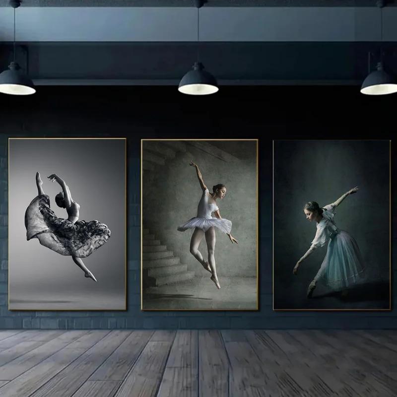 Black and White Angel Dancer Ballerina Posters Canvas Print Paintings Ballerina Dancing Mural Wall Art Pictures Home Room Decor