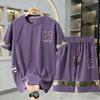 Extra Large Men's Summer Casual Sportswear Set: Loose Short Sleeve and Shorts Two-Piece.