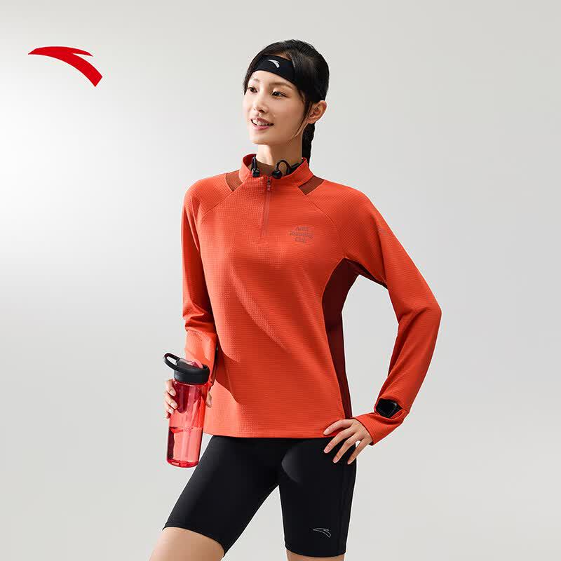 Anta Women's Zero Pressure Light Warm Running Half-Zip Long-Sleeve T-Shirt