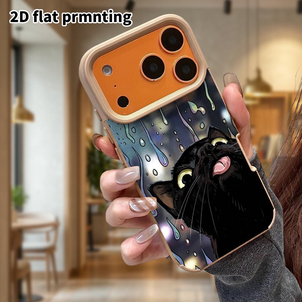 Phone Case: Lambskin 2D Flat Samsung Galaxy A34 A35 M05 M06 S20 S22 S21 FE Plus 5G Protective Case, Little Black Cat On Rainy Night, Christmas and Hal