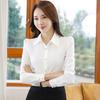 Women Shirt Top Slim Fit Enhance Beauty Image Breathable Minimalistic Solid Color Long Sleeve Formal Blouse for Office