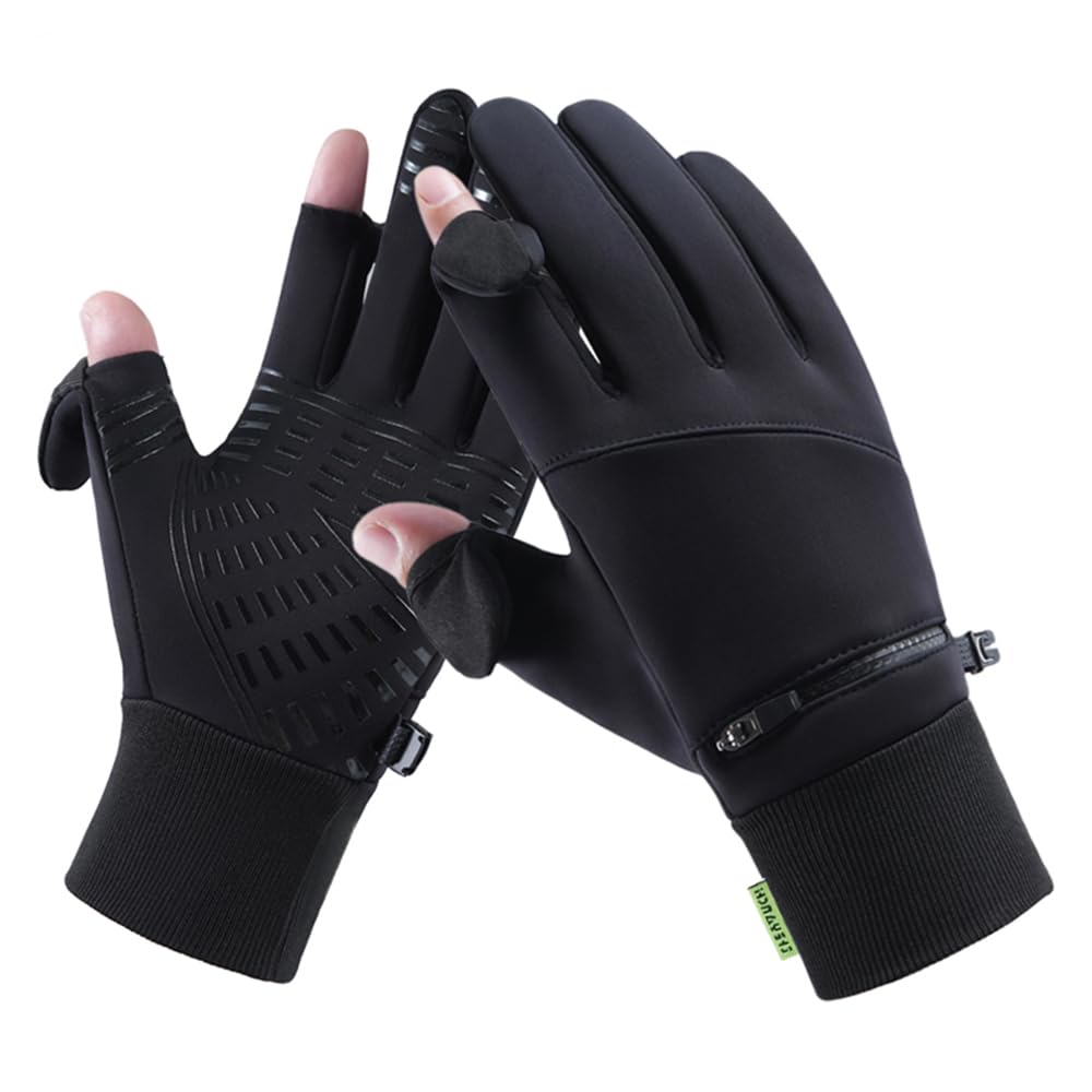 

MEPOKI Зимние перчатки, разработанные для тепла и Высоко и с 3D драпировкой и Идеально подходят для улицы и Зимние перчатки для поездок на работу и в школу Мужские чёрный