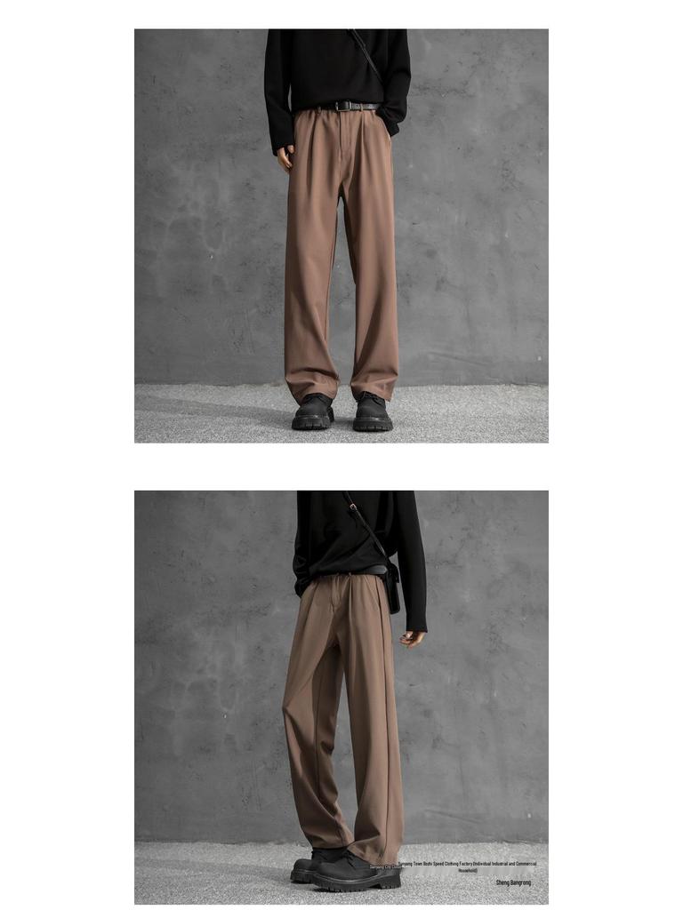 Men’s High-Waisted Black Loose-Fit Straight-Leg Dress Pants – New Autumn Casual.