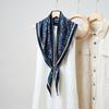 New Fashionable Blue Printed Waist Seal Triangle Scarf Versatile Decorative Diagonal Scarf Wear Fart Curtain Female Imitation Silk Scarf