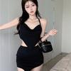 Summer Sweet and Spicy Style, Sexy Backless Neck Hanging Small Vest, Women's Design Sense, Tight Body, Hip-wrapped Half-body Skirt, Two-piece Set of T
