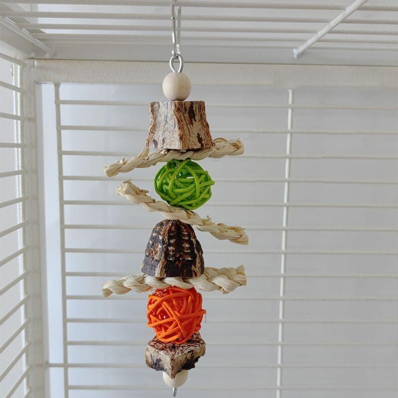 Hanging Bird Bite Chewing Toy Small Parrot Hanging Parrot Cage Toy Natural Grass Pet Bite Resistances Molar Supplies