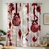 2pcs Rod Pocket Curtain with Red Silver Christmas Ornaments Print, Stylish Window Drapes for Home Decor Living Room Bedroom