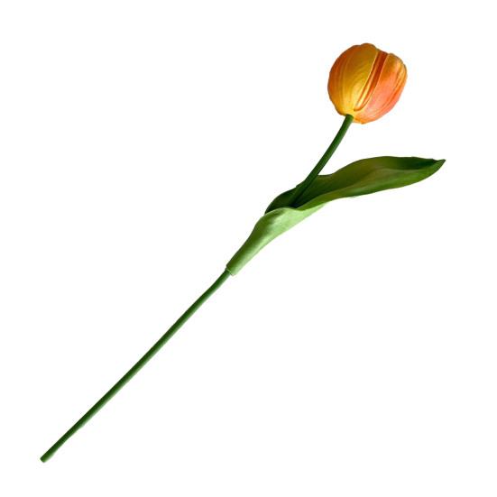 Искусственный цветок тюльпана 13 дюймов, длинный стебель, поддельный тюльпан, реалистичный, настоящий на ощупь, ПУ, искусственный 1pc оранжевый