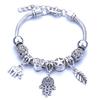 Pulseira em Forma de Coração Liga Design de Elefante Furo Grande Contas de Vidro Transparentes Joia Presente para Mulheres