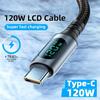 111W Cable 6A Super Fast Charging Cable USB-C Type-C Nylon Braided With LED Digital Display Phone Data Cord For Samsung Xiaomi