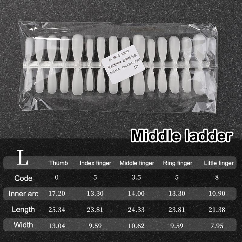 300 Pcs/Bag Fake Nail Tips Matte Coverage Transparent False Nails Tips Gel Nails Extension Diy Practice Nail Tool