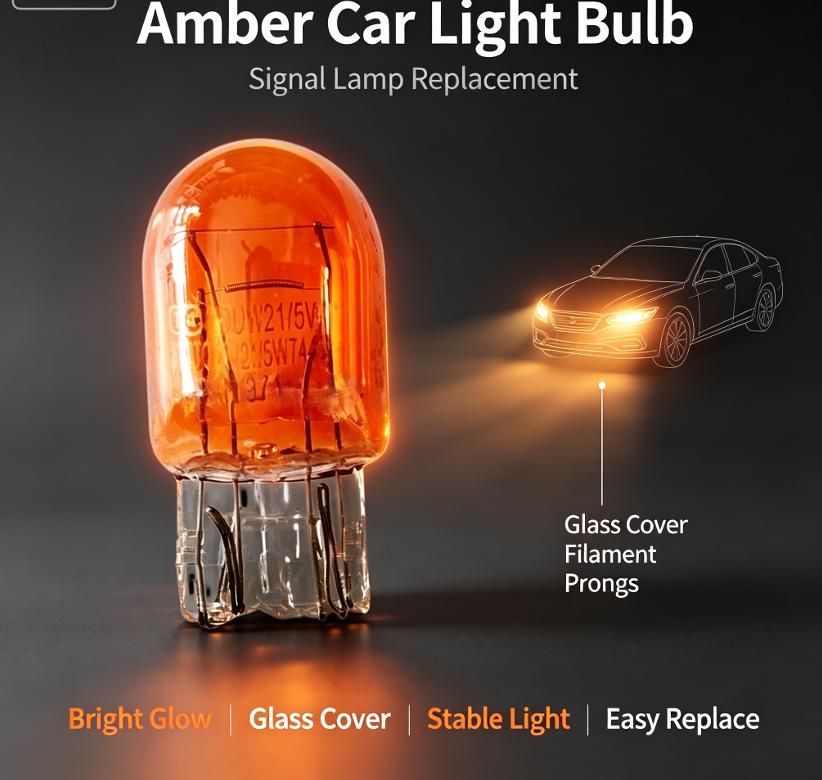2Pcs Brake Stop Lights Bulb T20 7443 W21 5W 7440 Glass Halogen Turn Signal Lamp Daytime Running Lights Warm White Reversing Bulb