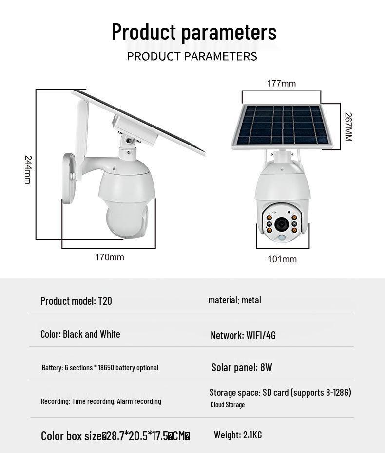 360° PTZ Wireless Outdoor Solar Camera with Night Vision & Mobile Remote Access