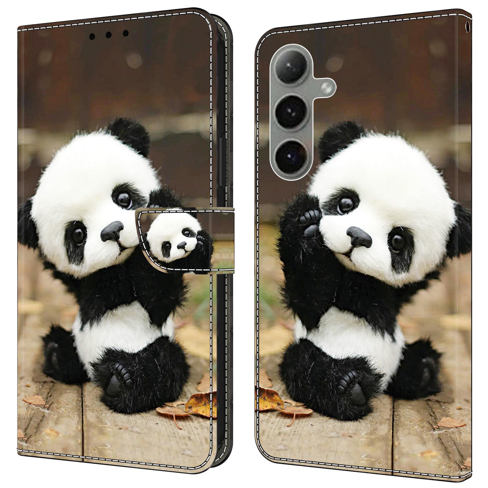 

For Samsung Galaxy S24 FE Case Pattern Printed Protective Leather Flip Phone Case Panda