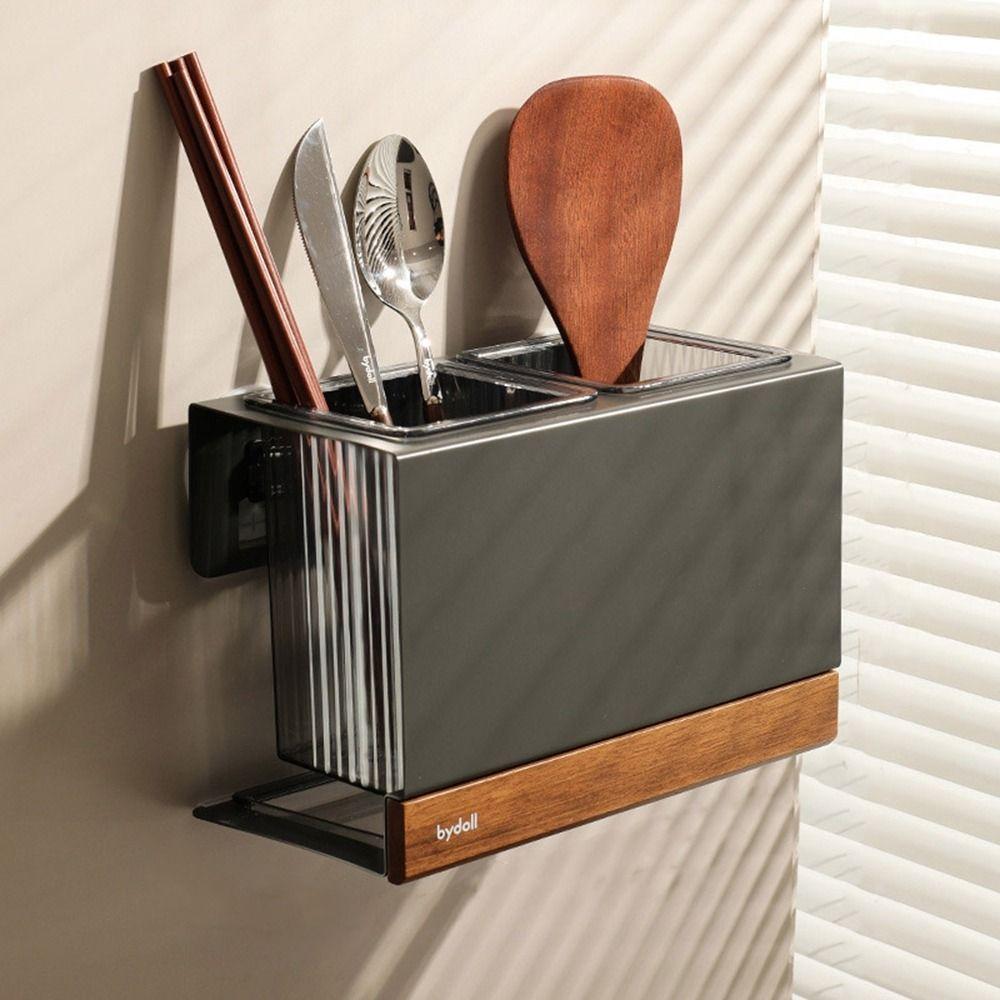 Large Capacity Suction Cup Chopstick Box Wall Mounted Chopstick Cage Kitchen Storage Rack  for Home