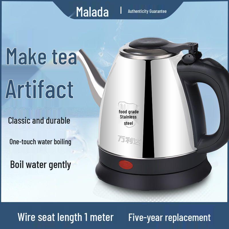 Malata Long Spout Electric Kettle – Automatic Shut-Off, Anti-Dry Protection, Ideal for Tea Brewing.