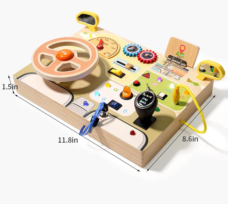 Children's Wooden Steering Wheel Puzzle - Montessori-Inspired Educational Busy Board for Simulated Driving and Intellectual Development