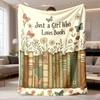 2026 New Arrival Flannel Blanket 1pc Book Lover's Flannel Blanket Soft Pastel Colors (Beige, Pink, Blue, Green, Brown, Orange, F