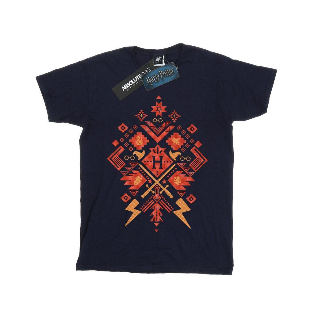 Harry Potter Girls Christmas Fair Isle Cotton T-Shirt