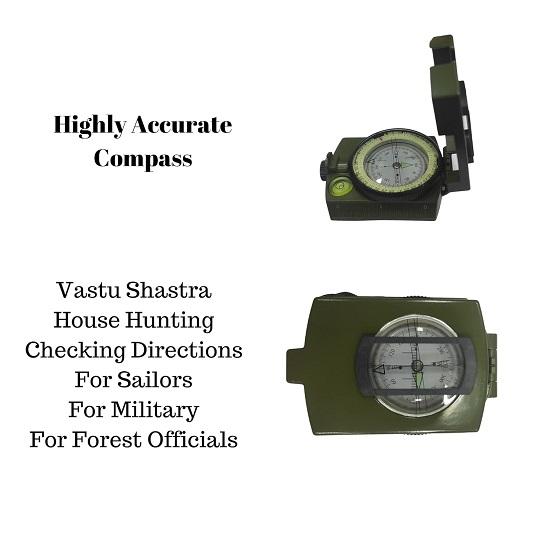 Higly Accurate Waterproof Military Lensatic Compass with Carry Bag for Vastu, Checking Directions