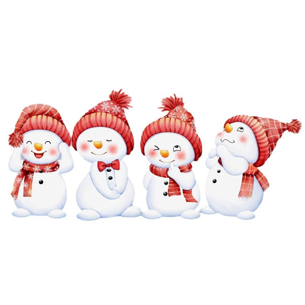 Cartoon Snowman Shopwindow Decals Snowflake Gift Box Xmas Static Sticker  Christmas