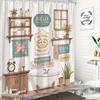 1pc Shower Curtain - Rustic Bathroom Scene with Shelves, Signs, and Vintage Decor Waterproof