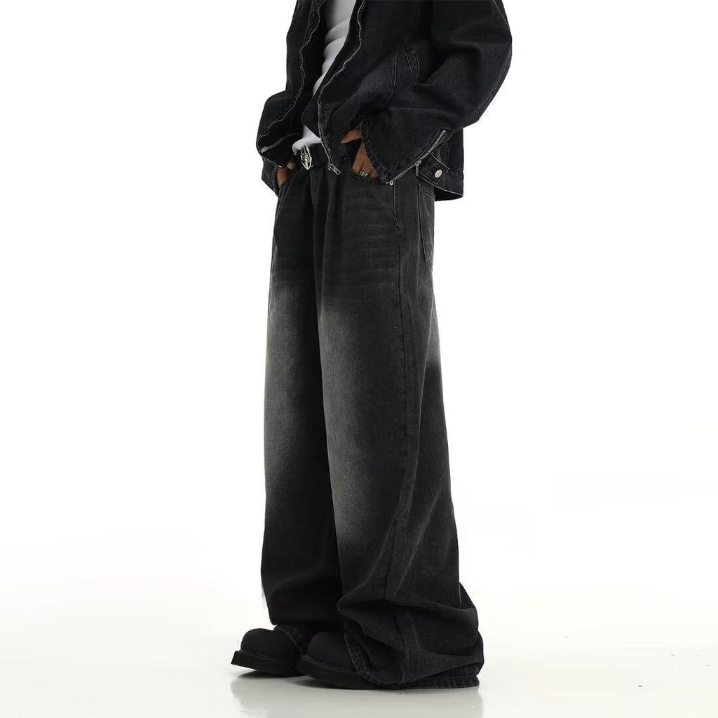 Retro Jeans Men'S Autumn New Style Explosive Street Hooligan Handsome Casual Pants For Teenagers Loose Straight Leg Wide Leg Men'S Pants