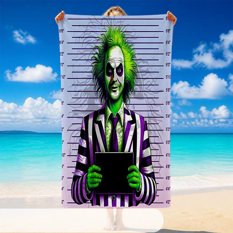 Quick Dry Beach Towel Beetlejuice Pattern, Lightweight Absorbent Towel for Pool Beach Vacation Use