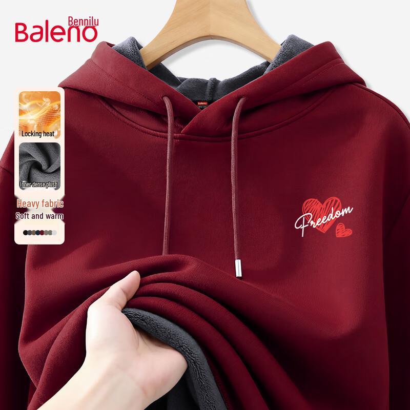 Baleno Herren Dickes Fleece Kapuzenpullover mit Herz-Print
