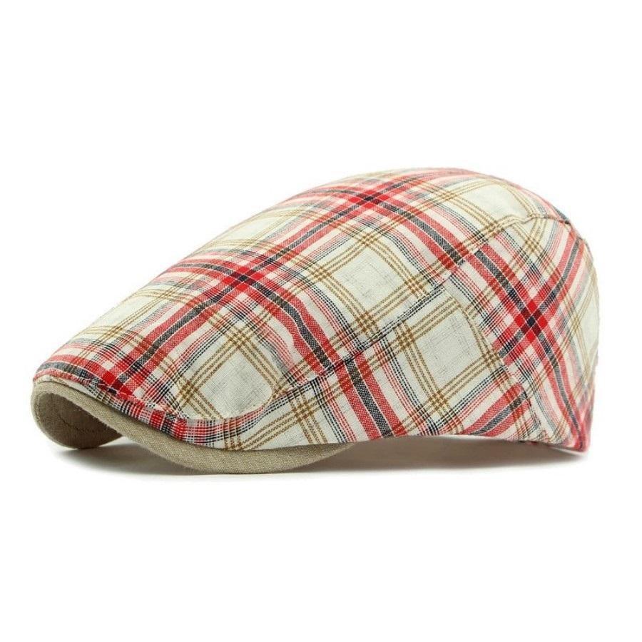 Sun Hat Summer Breathable Beret Cap Plaid Bright Check Beret Hat Outdoor Sun Protection Men's Women's Dad Hat Forward Cap Visor