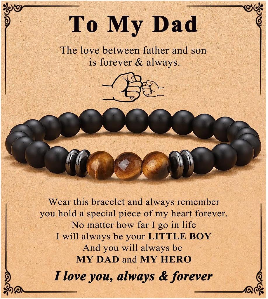 Natursteinarmbänder für Papa Mann Sohn Bruder Freund Vulkanstein Armreif Valentinstag Jahrestag Geburtstag Weihnachtsgeschenke