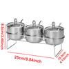 Stainless Steel Seasoning Jar Set with Glass Lid Spoons Kitchen Condiment Pots for Serving Sugar Pepper Salt Spice Kruidenpotjes