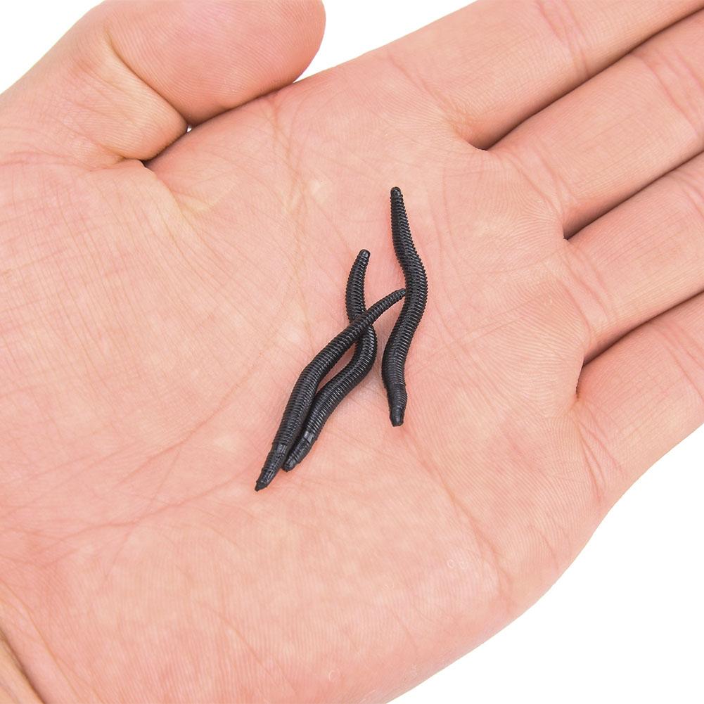 150 pcs 4cm Silicone Black Artificial Worm Earthworm Soft Fishing Lures Bait Fish Tackle Accessories Kit