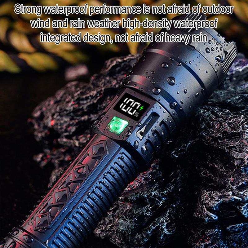 Led Flashlight Built-In Battery Usb Rechargeable Strong Light Torch Outdoor Camping Hiking Lantern